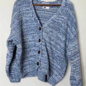 NWOT SO oversized super soft Women's Marled Blue Cardigan XS